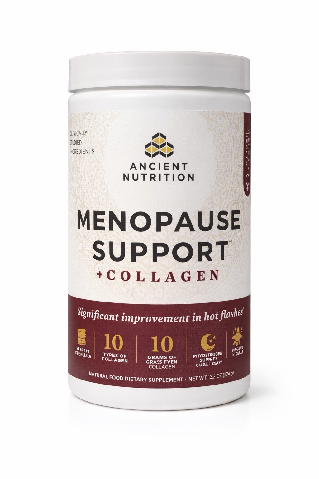Ancient Nutrition Menopause Support + Collagen Powder Vanilla 10.2oz FREE SHIP