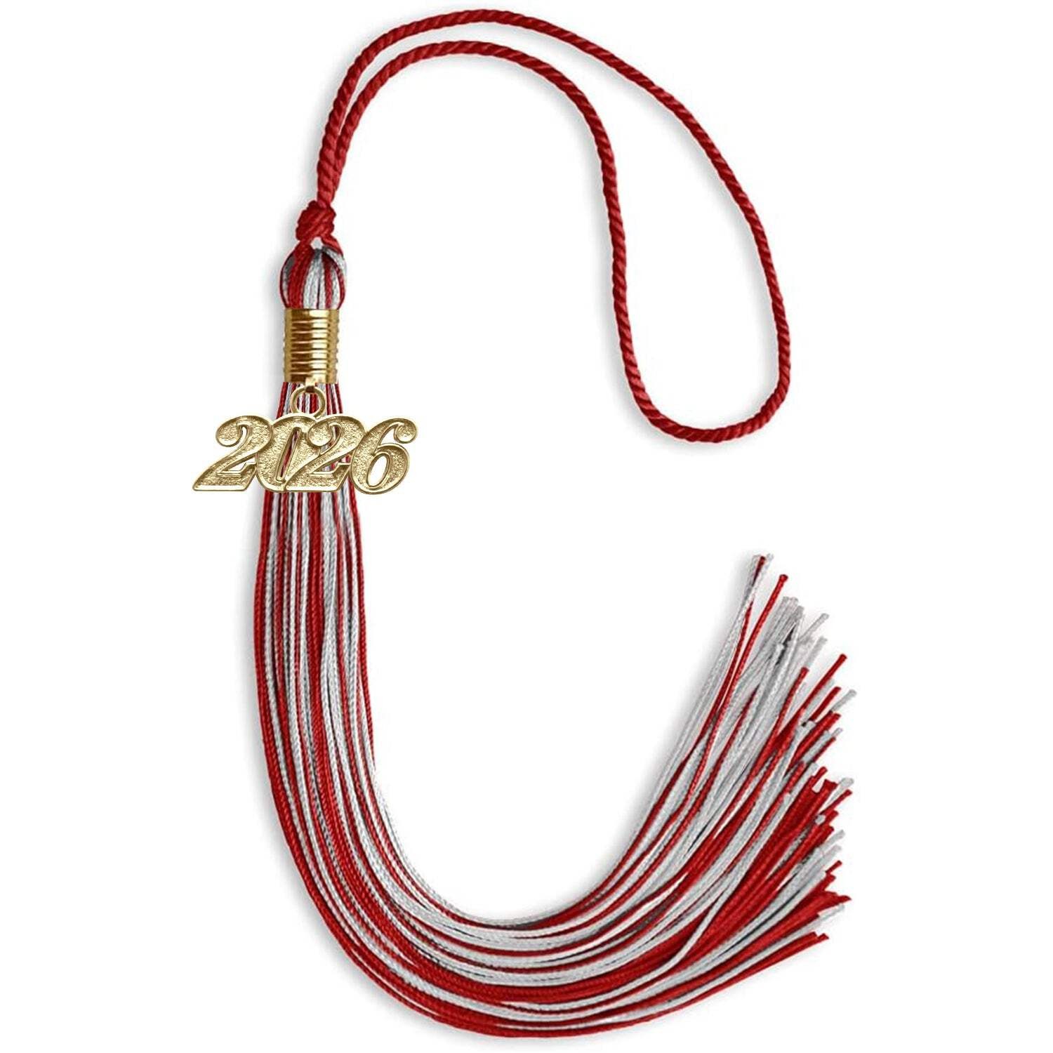 Endea Graduation Red/Silver Mixed Color Tassel With Gold Date Drop