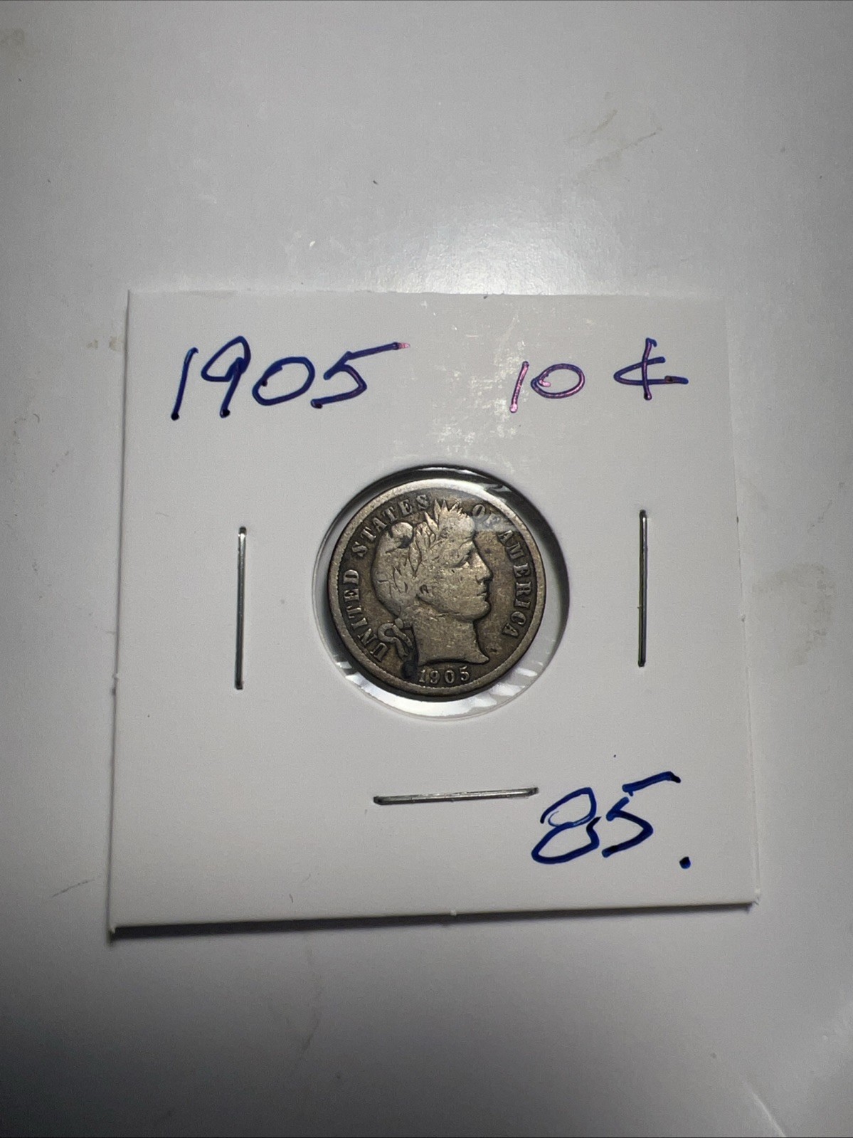 1905-P Barber Dime 90% Silver Average Circ