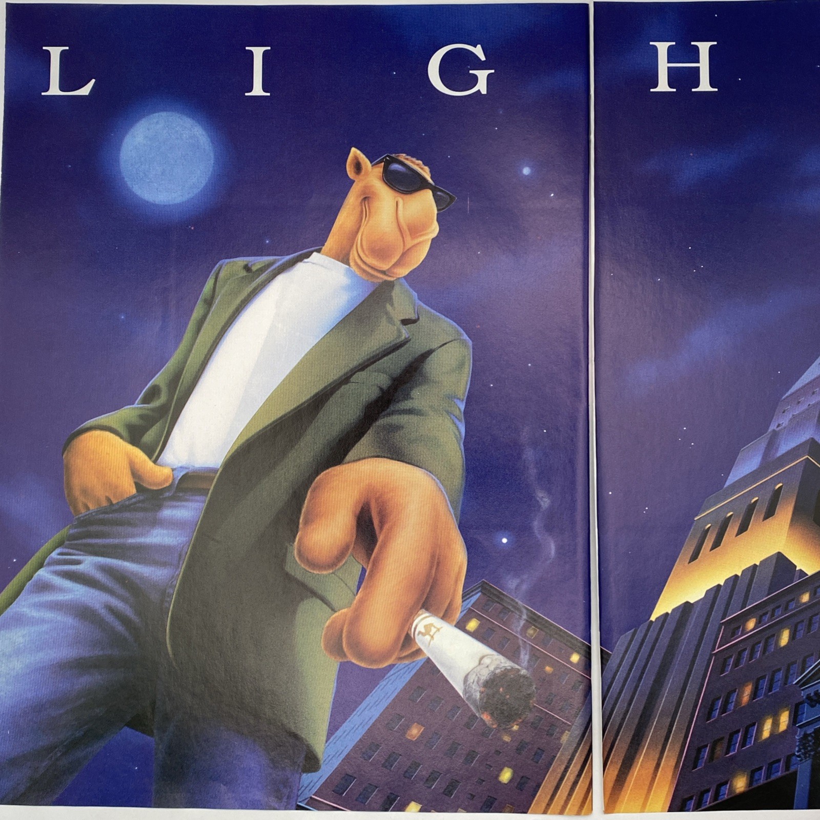 1995 Camel Lights Cigarettes 2 pg PRINT AD Joe Camel City Skyline Vintage 90s