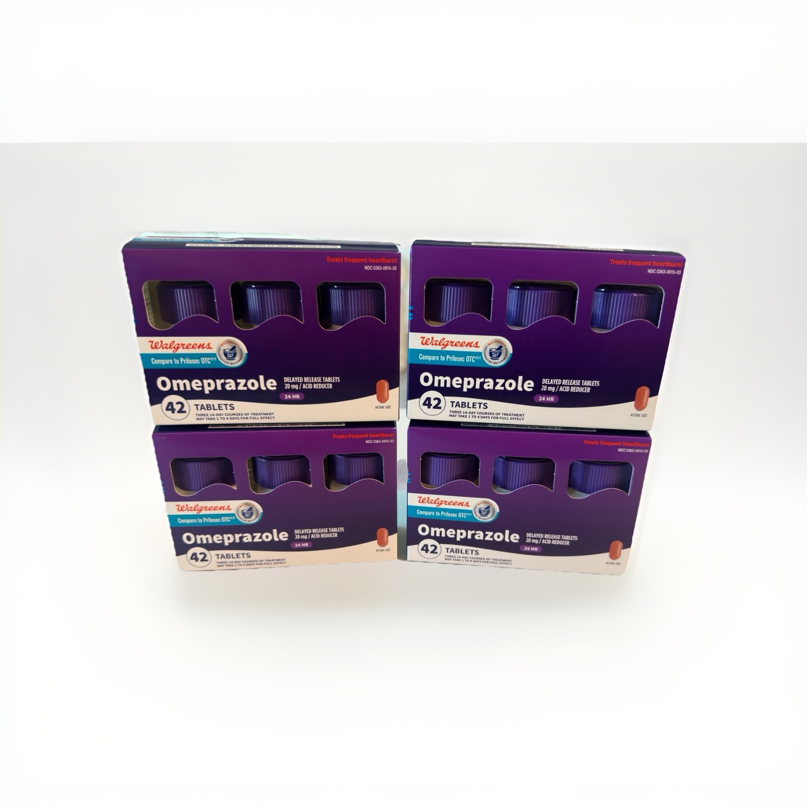 4 Pack-Omeprazole Delayed Release Tablets 20 mg, Acid Reducer, Treats Heartburn