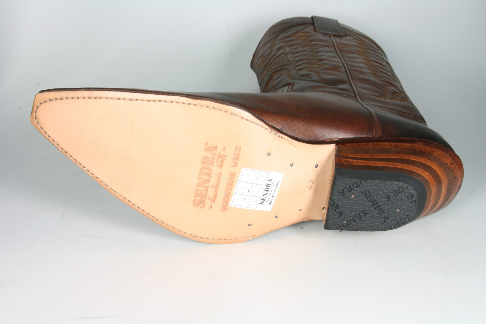 2073 Sendra Boots Cowboy Boots In Vera Pelle Brown Frame Stitched