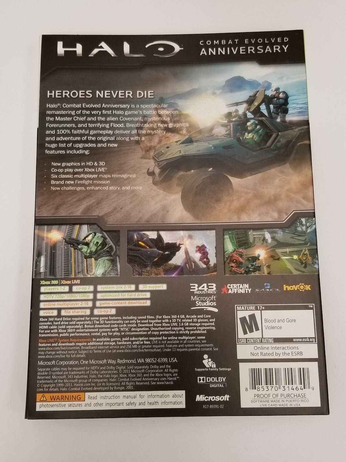 Halo: Combat Evolved -- Anniversary Edition Cardboard Sleeve ONLY!! (XBOX 360)