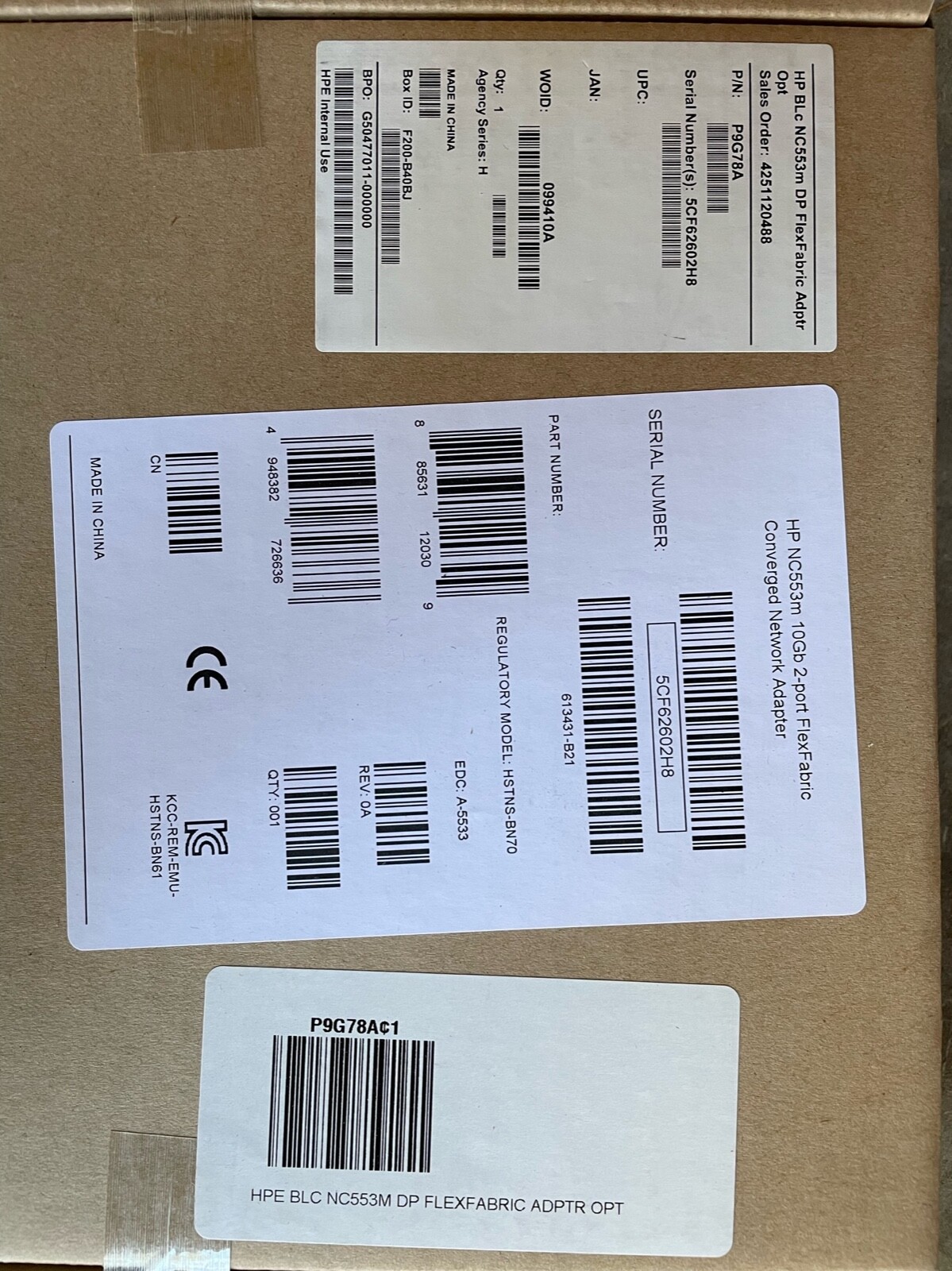 LOT of 6 NEW ORIGINAL HP NC553m 10Gb 2-port FlexFabric  Conv p/n 613431-B21