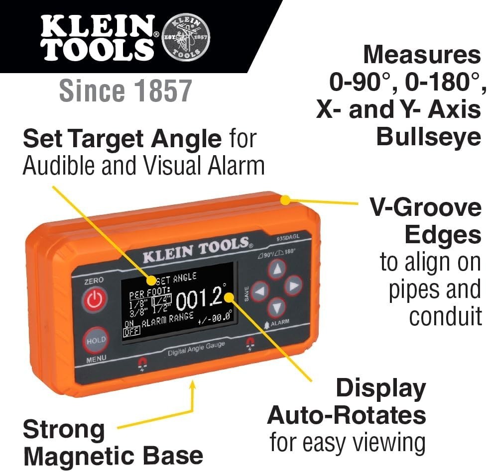 Digital Level Angle Finder with Programmable Angles & Strong Magnetic Base
