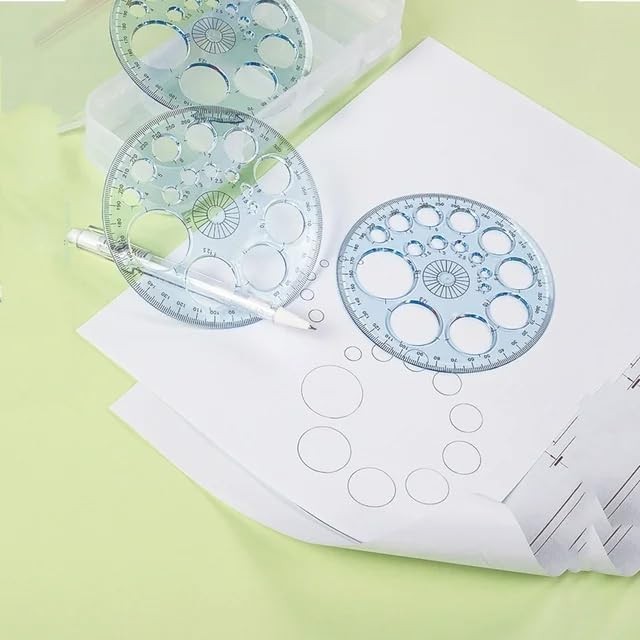 White Full Circle Template Plastic Round Protractor 360 Degree Drawing Tool