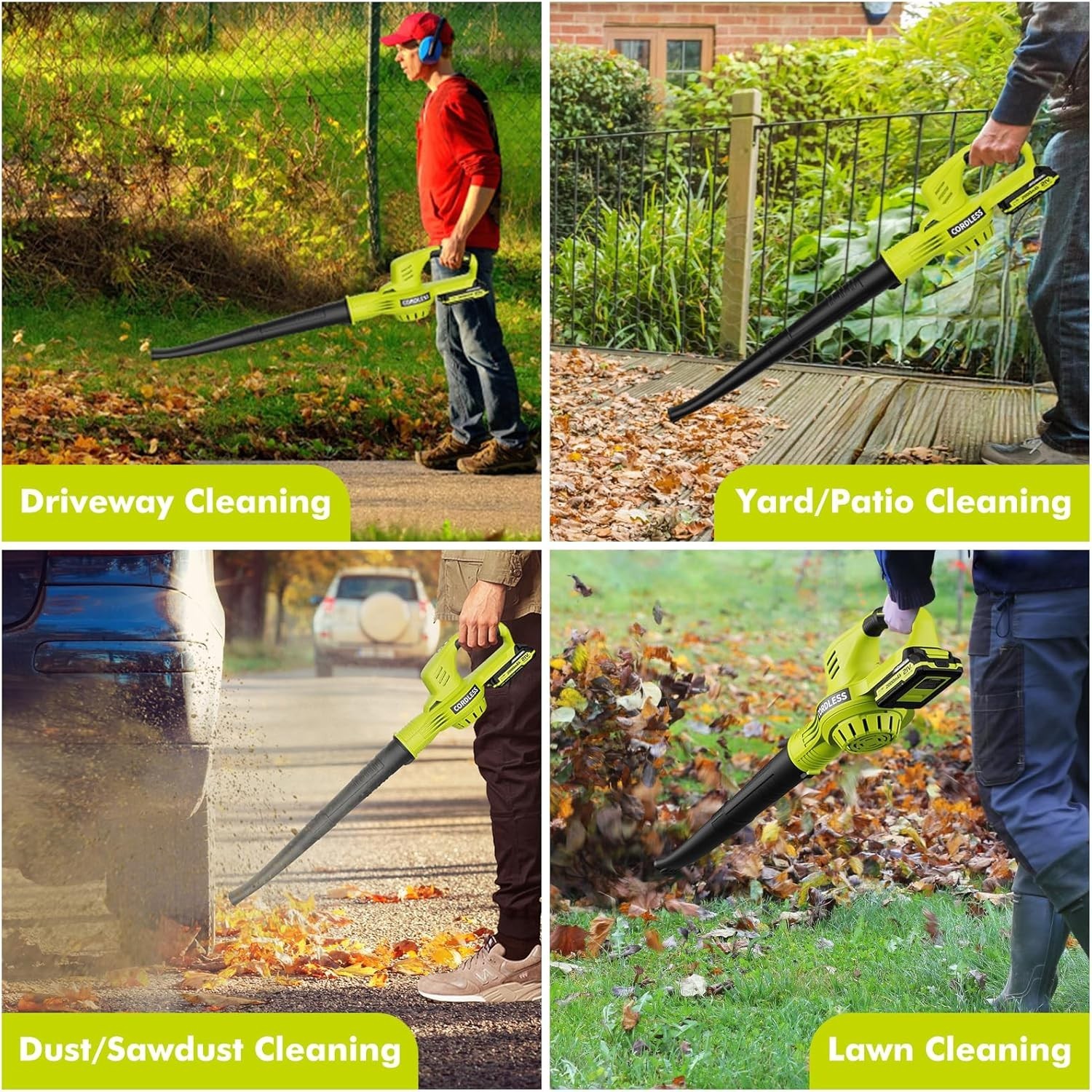 Lightweight 21V Leaf Blower with 2 Batteries, Fast Charging, Adjustable Speed