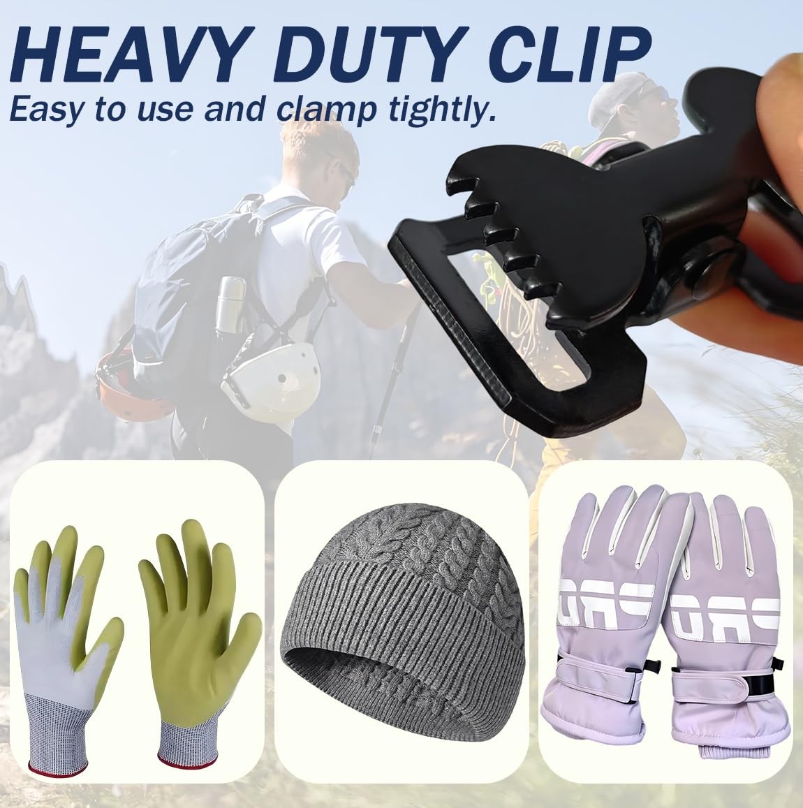 2Sets Tactical Glove Clips, Work Glove Holders Strap, Single & Double Alligat...