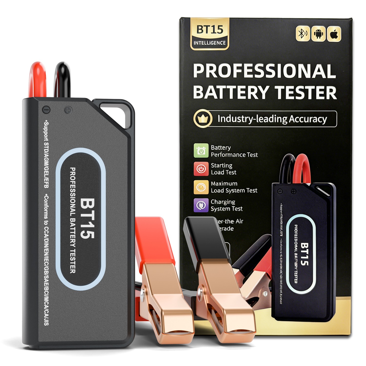 CHUSYYRAY BT15 Car Battery Tester 12V Load Tester Charging System Analyzer