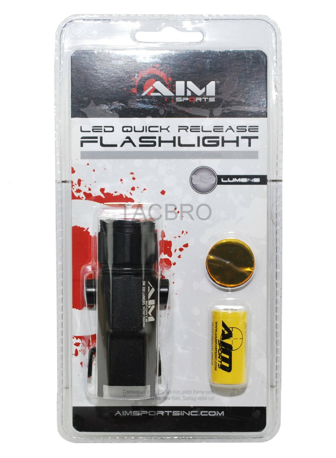 AIM SPORTS 220 Lumen LED Flashlight Full Size with Quick Release Mount