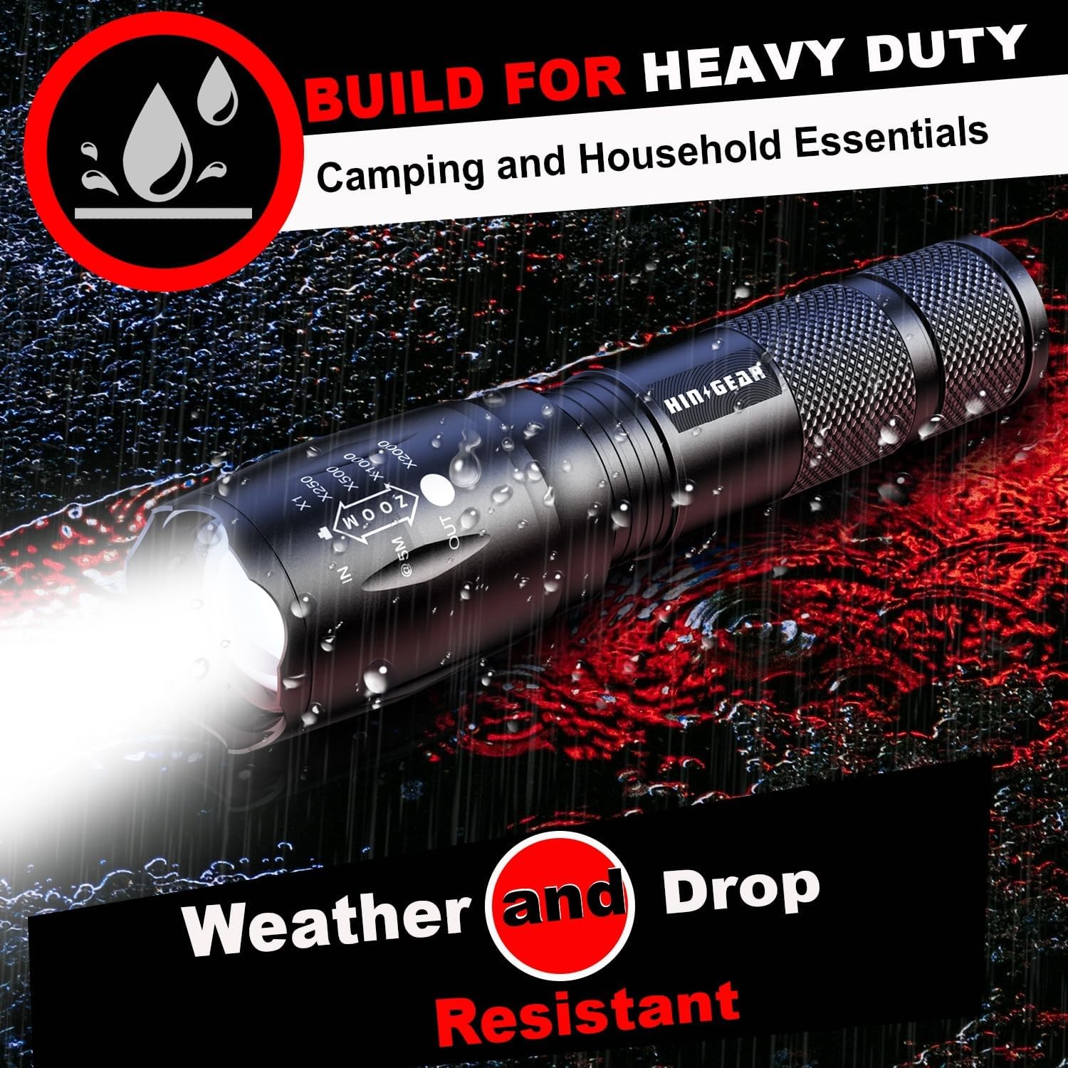 4 x Tactical 18650 Flashlight High Powered Zoomable Aluminum High Lumens