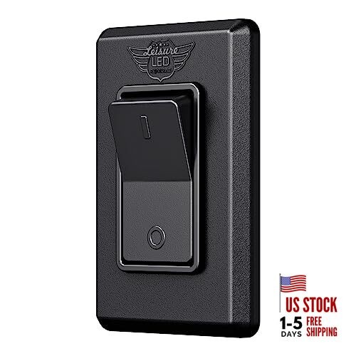 Modern Single SPST On-Off Switch with Bezel, 12-Volt, for RV, Trailer, Black