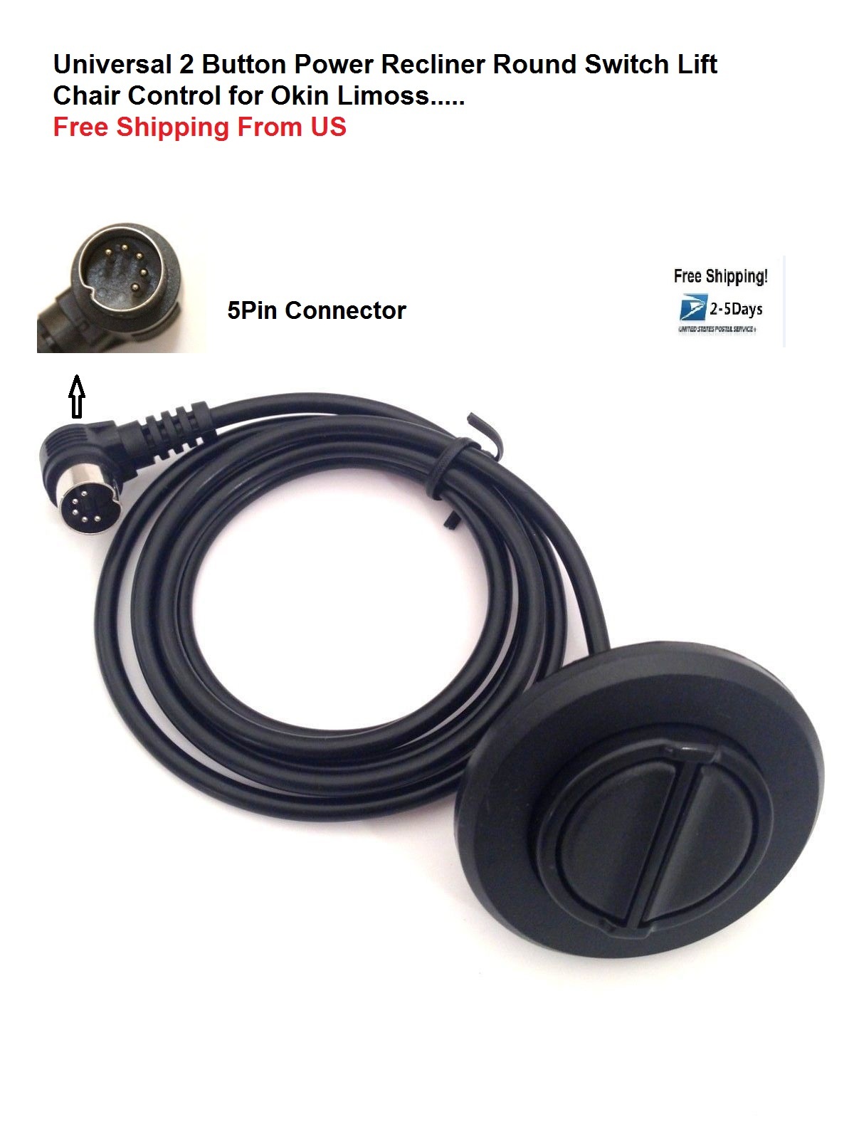 Limoss 2 Button Power Recliner Round Switch side lift chair  hand control