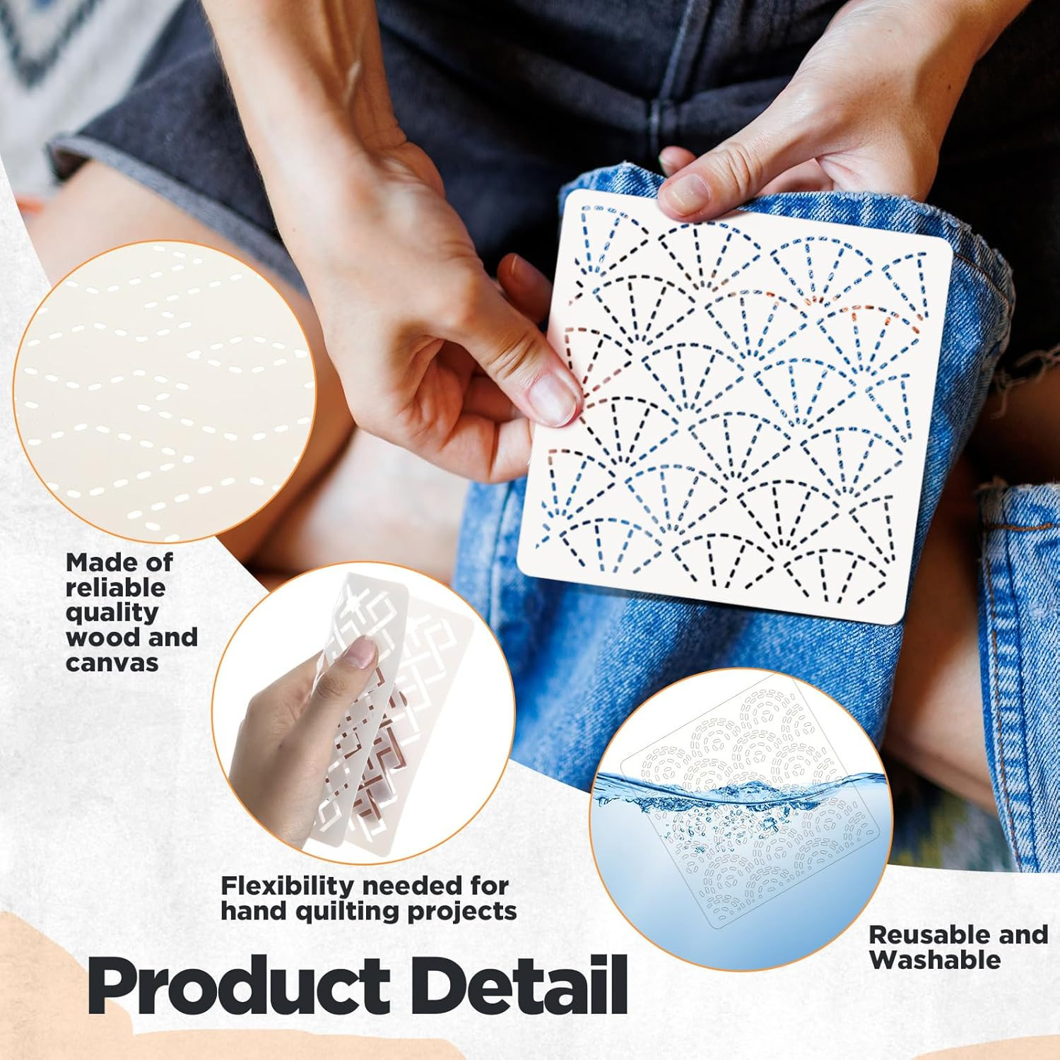 30 Pcs Plastic Sashiko Stencil 4.7 X 4.7 Inch Geometric Sashiko Pattern Template