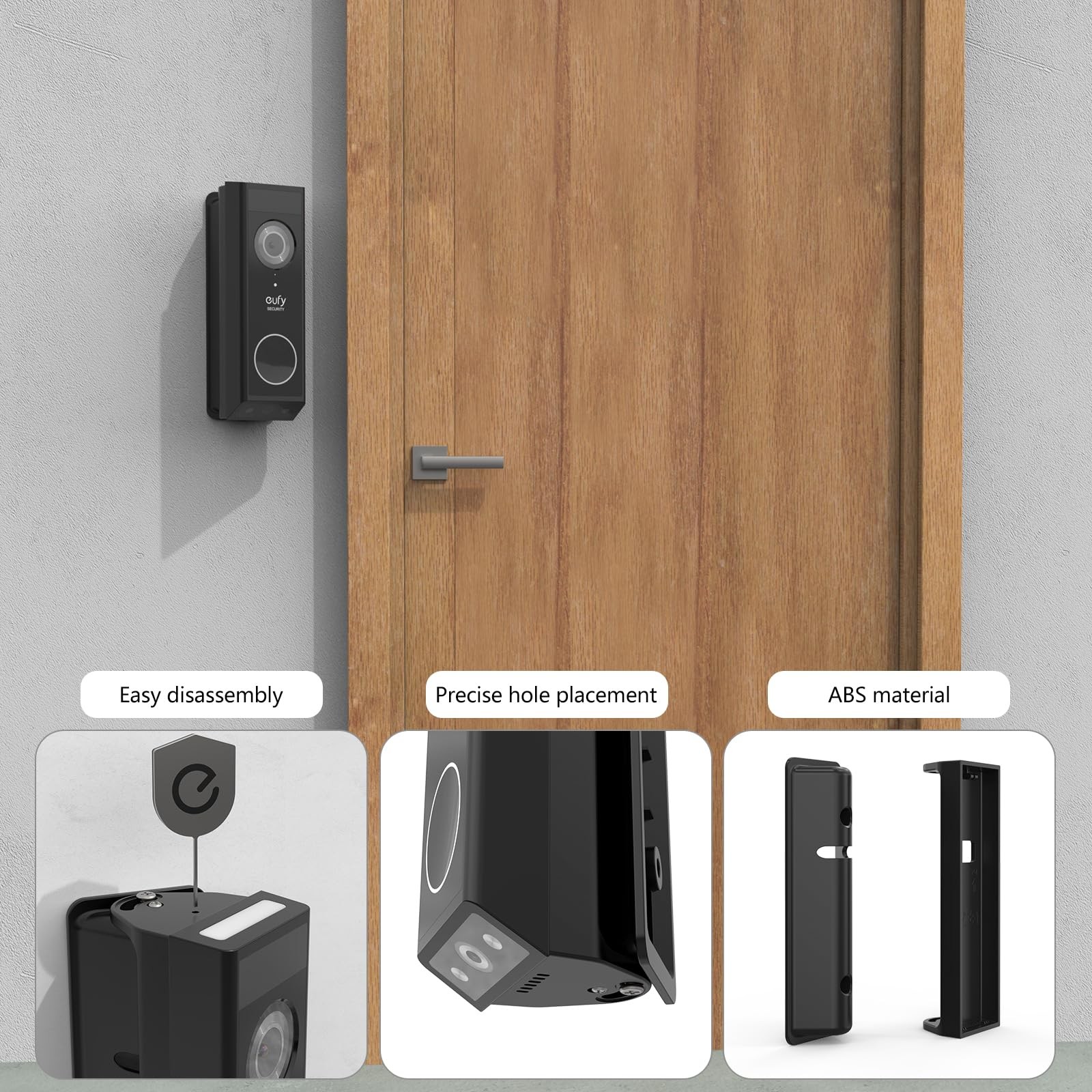 Holaca Doorbell Wall Mount for Eufy Security Video E340, BLACK