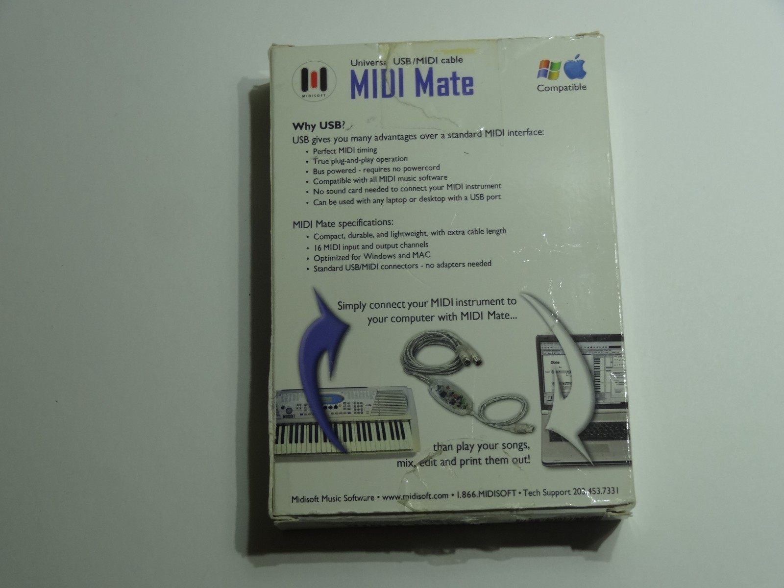 Midisoft Midi Mate Universal USB/MIDI Interface Cable for Windows and Mac