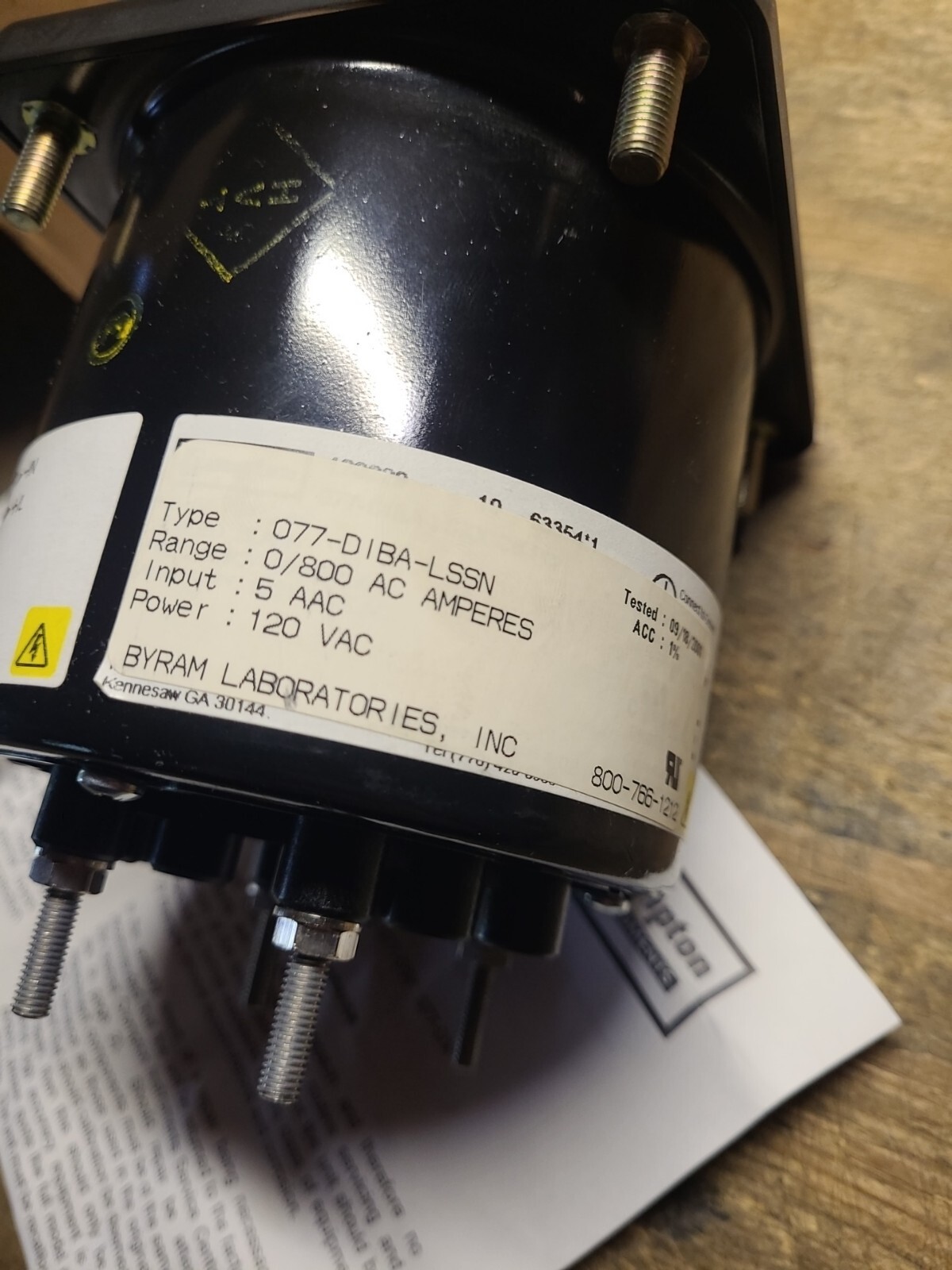 Crompton 077-DIBA-LSSN...800 AMP A.C. PANEL METER..120VAC..USED..TESTED...