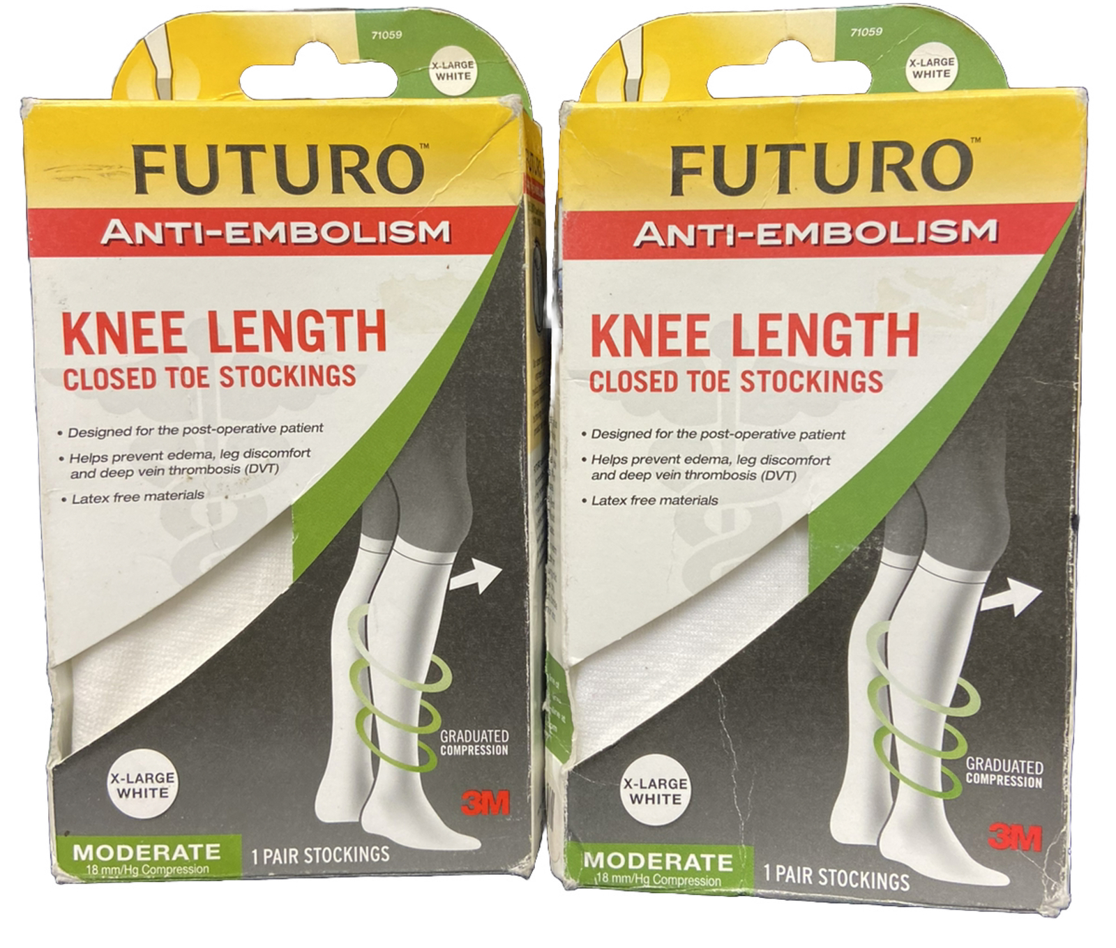 2 futoro anti-embolism knee length closed toe stockings x-large scuffed box