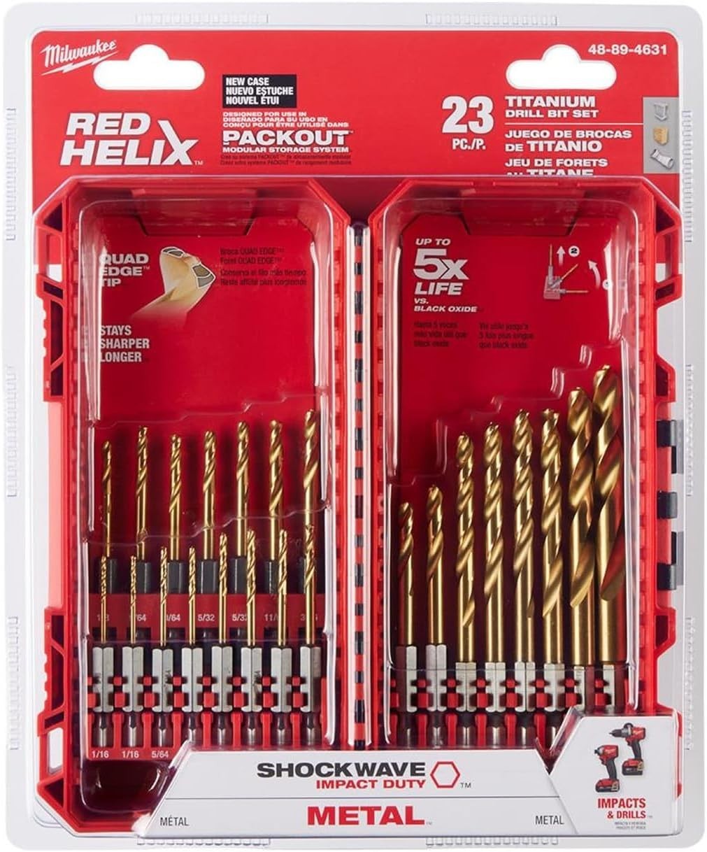 Milwaukee SHOCKWAVE 23-Piece Impact Duty RED HELIX Titanium Twist Drill Bit Set