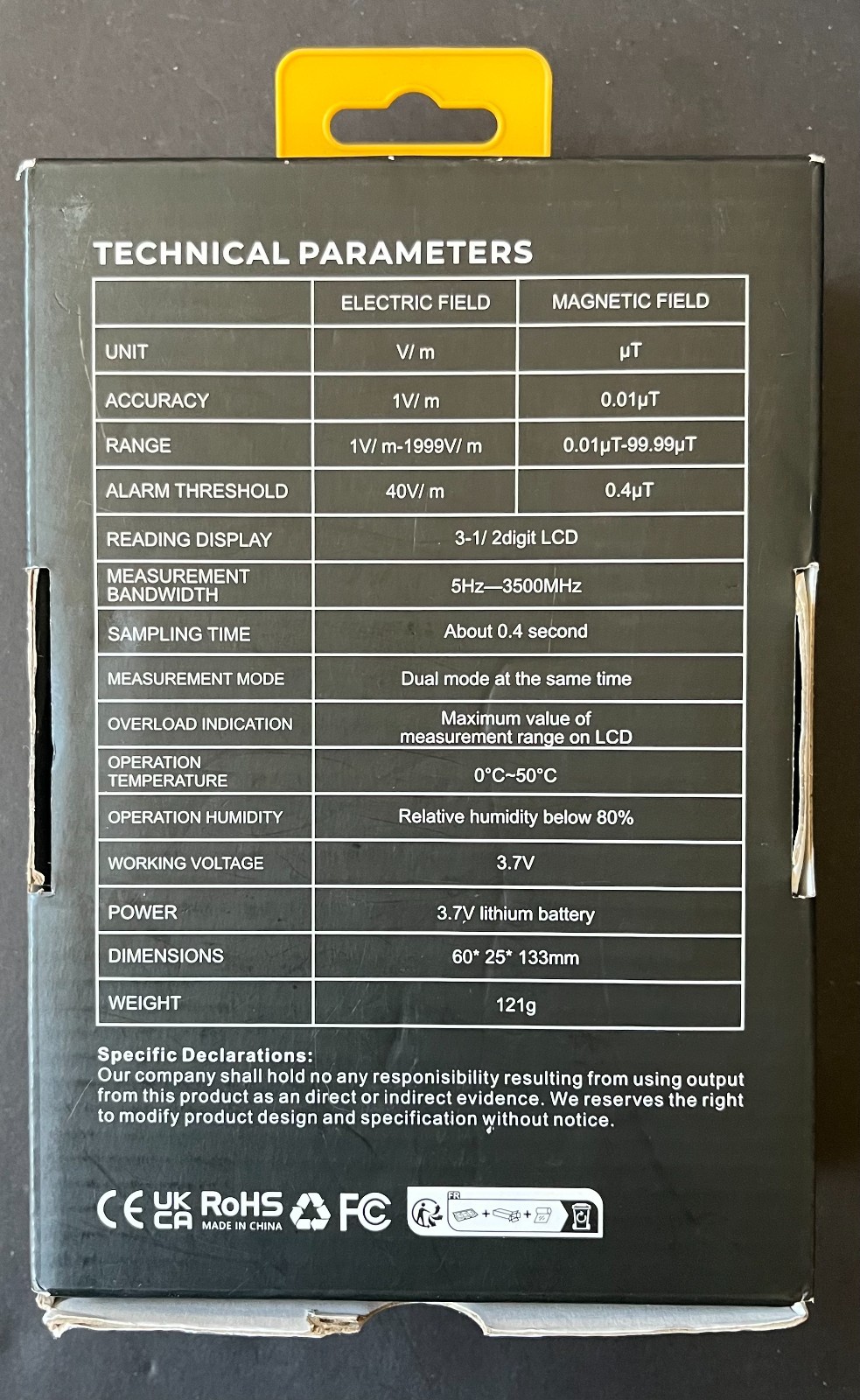 Erickhill Rechargeable RT-100 EMF Tester - RT-100 - Complete Kit