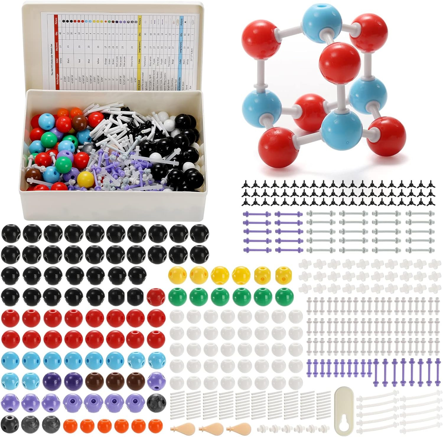 444 Pcs Chemistry Molecular Model Kit 3D Atoms & Bonds Science Learning Set