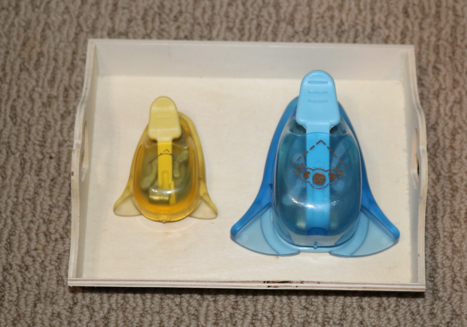 Set of 2 EK Success Hole Punches for scrapbooking  plus tray
