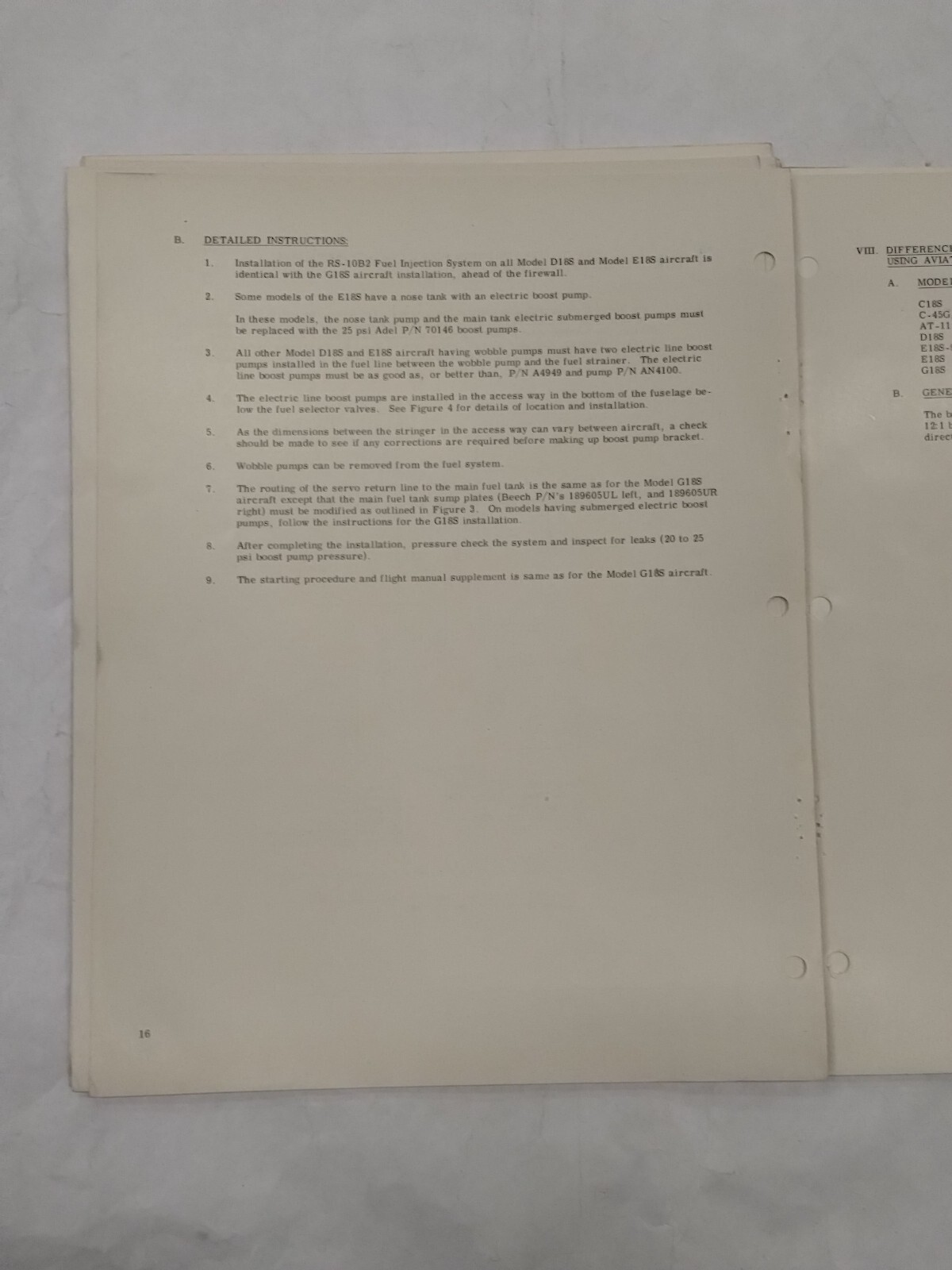 Bendix Model RS-10B2 Fuel Injection System Installation Instructions-Original