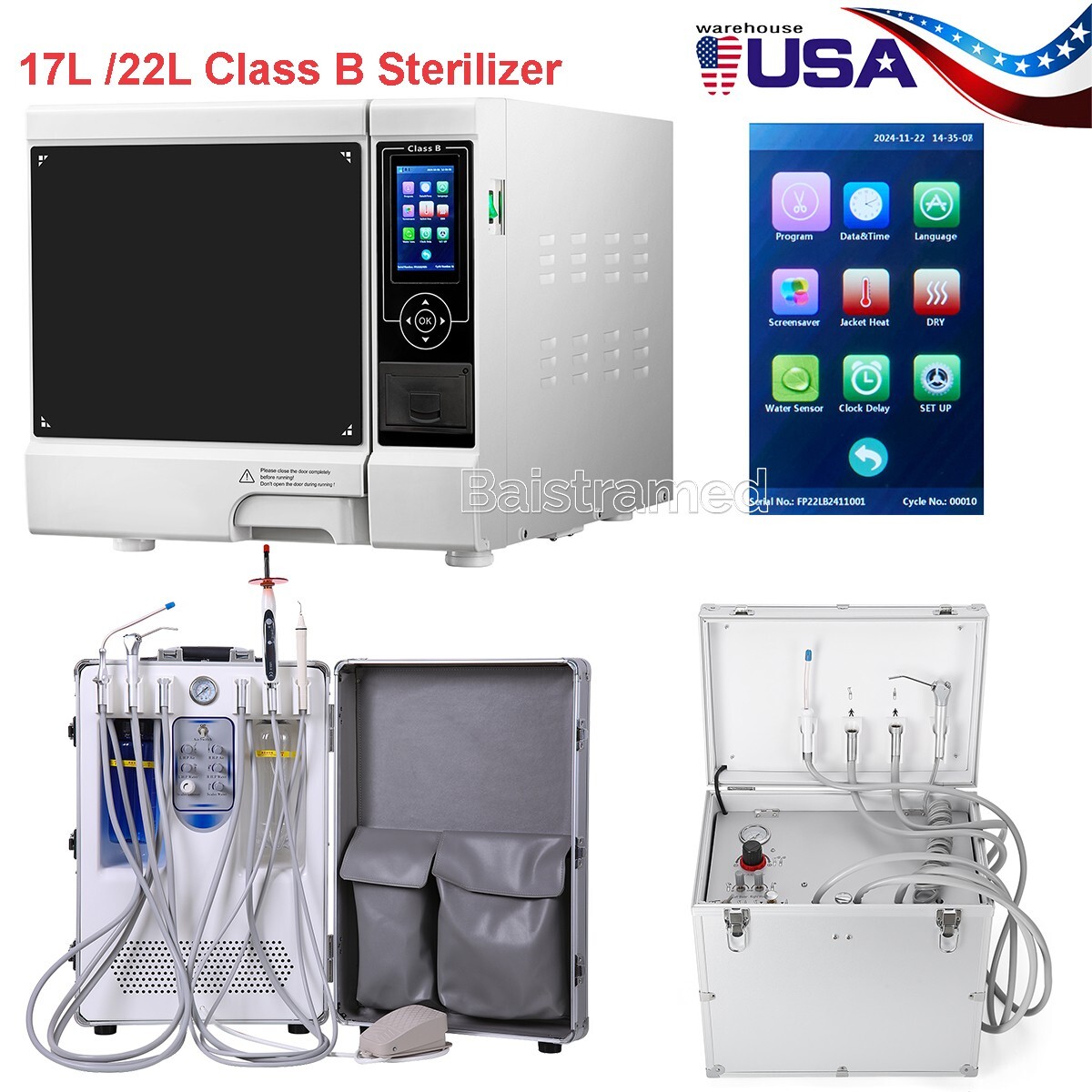 Portable Dental Delivery Unit Treatment Compressor /Autoclave Steam Sterilizer