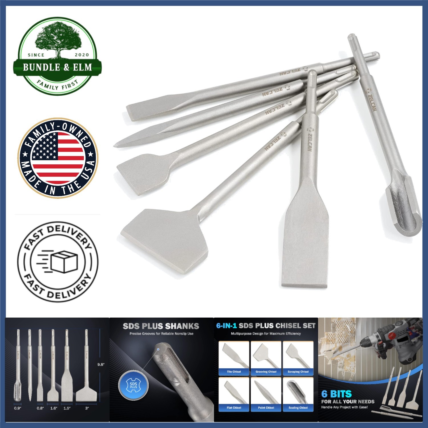 Durable Chisel Kit with Multiple Types for Various Material Applications
