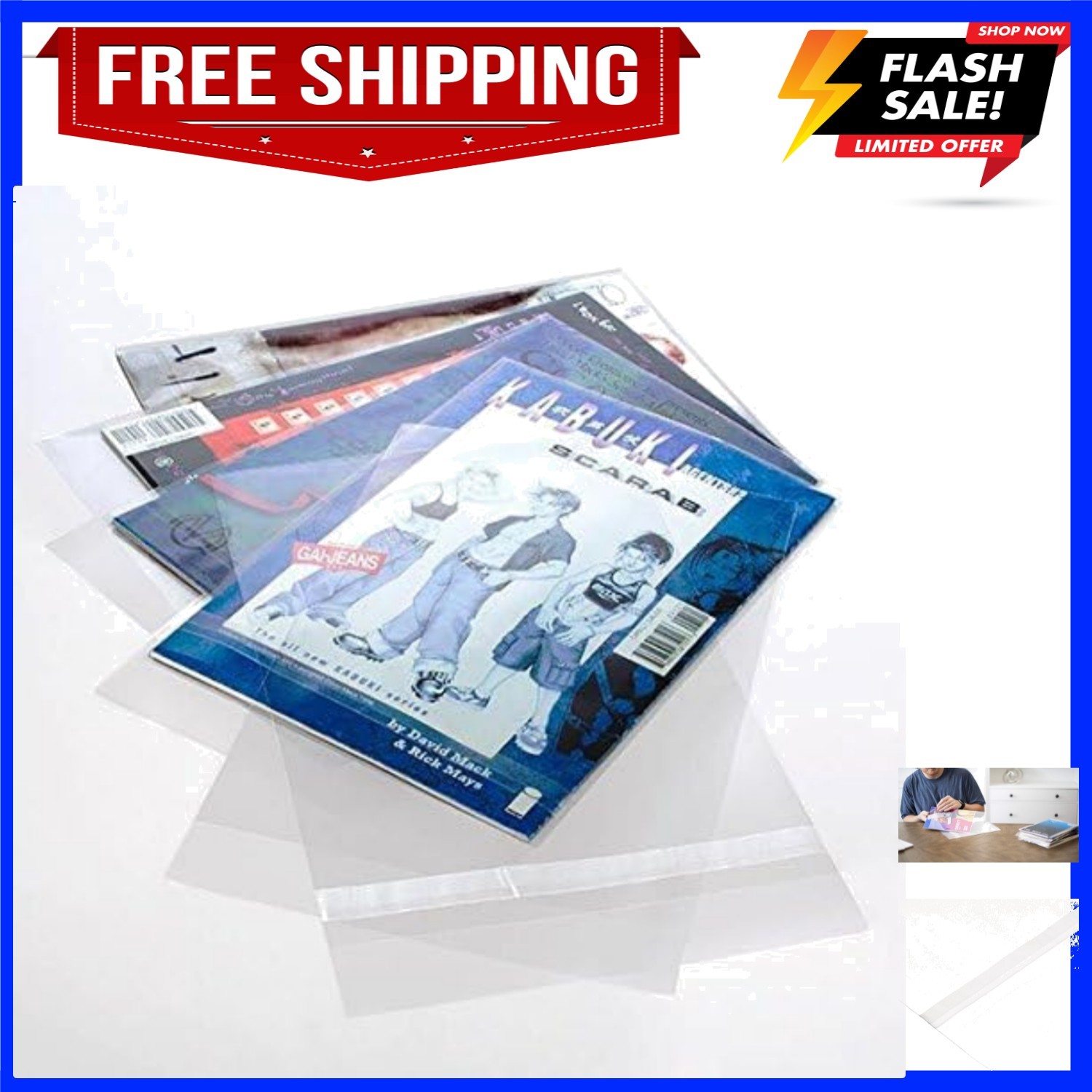 Clear Comic Book Bags | 100 Bags | 7 1/8" x 10 5/8" Perfect for Comic Books, ...