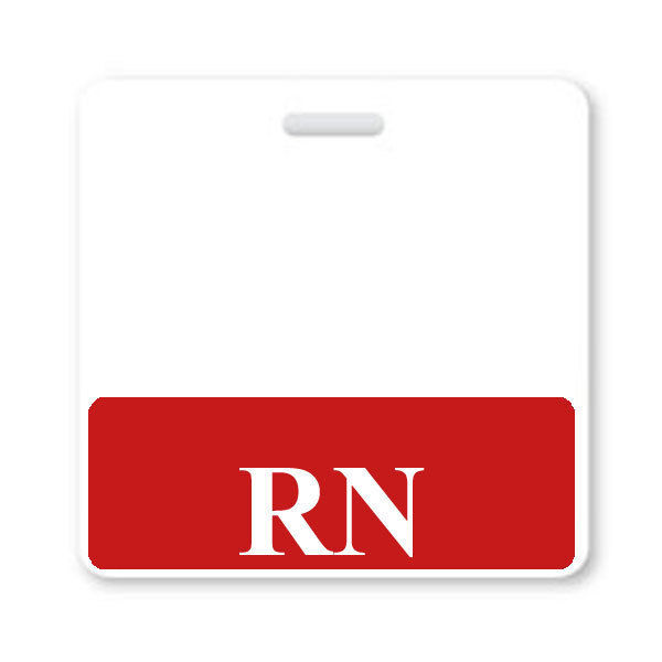 RN Horizontal Badge Buddy with Red Border - Registered Nurse Hospital ID Backer