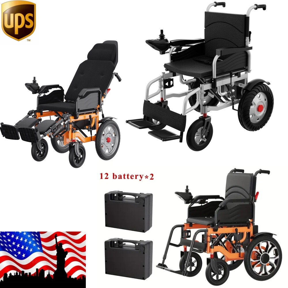 Reclining Electric Wheelchair Folding Intelligent Motorized Powerchair 12A/24A