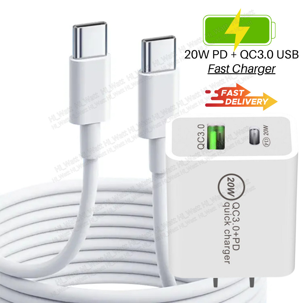 For iPhone 16 15 Pro Max USB-C to USB-C Cable 20W Fast Wall Charging PD Type C