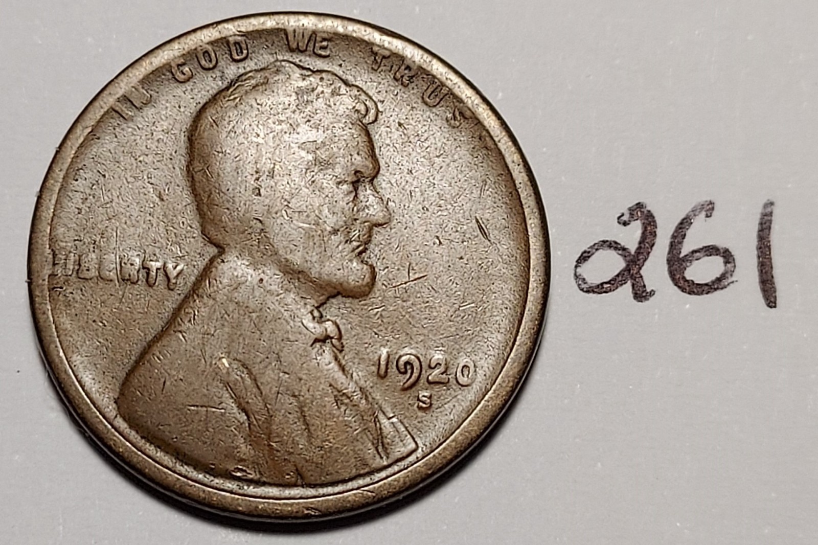 1920-S Lincoln Wheat Cent Below Fine #261