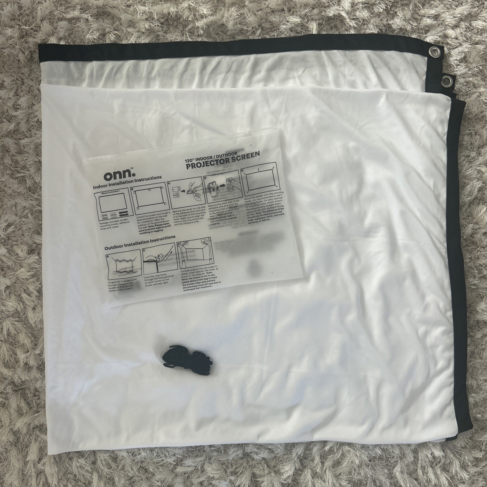 Onn. Watch 120” Wall Mounted Projection Screen New