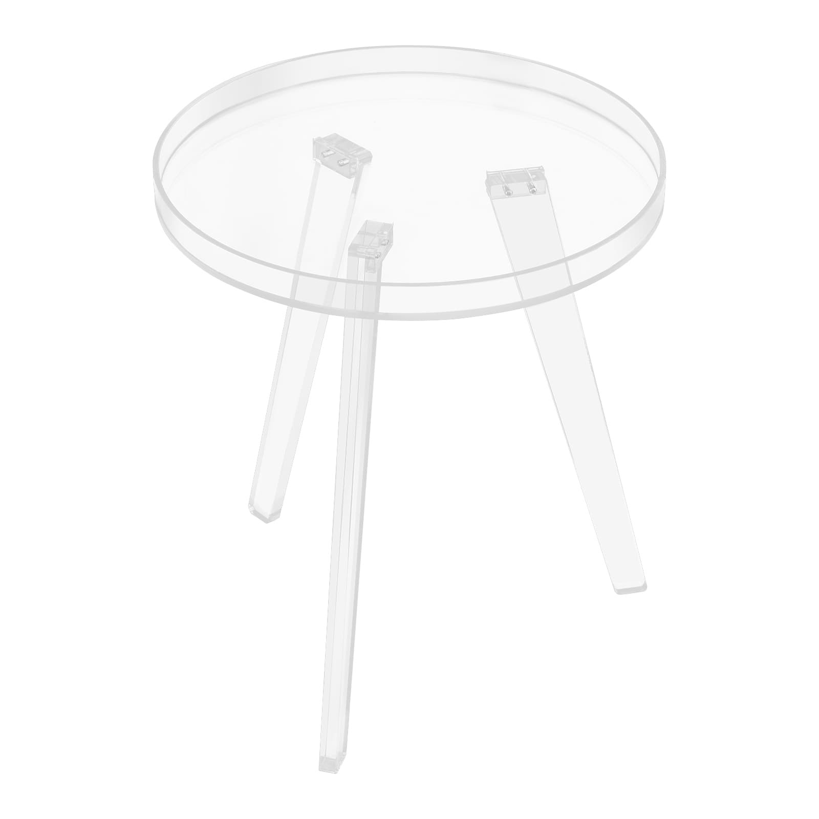 Clear Acrylic Side Table Round Ende Table Drink Table for Small Space 15.7"x18”