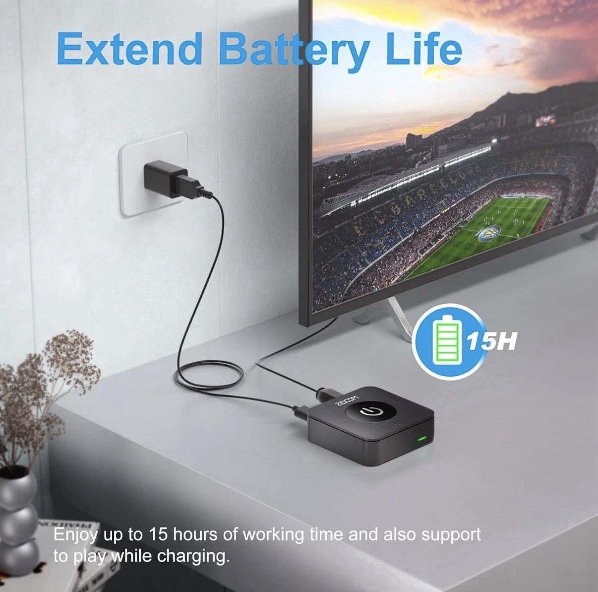 ZIOCOM Bluetooth Transmitter for TV PC Stereo Optical 3.5mm RCA Dual Link 2 Dev