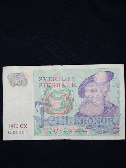 5 kronor Sweden 1973 banknote