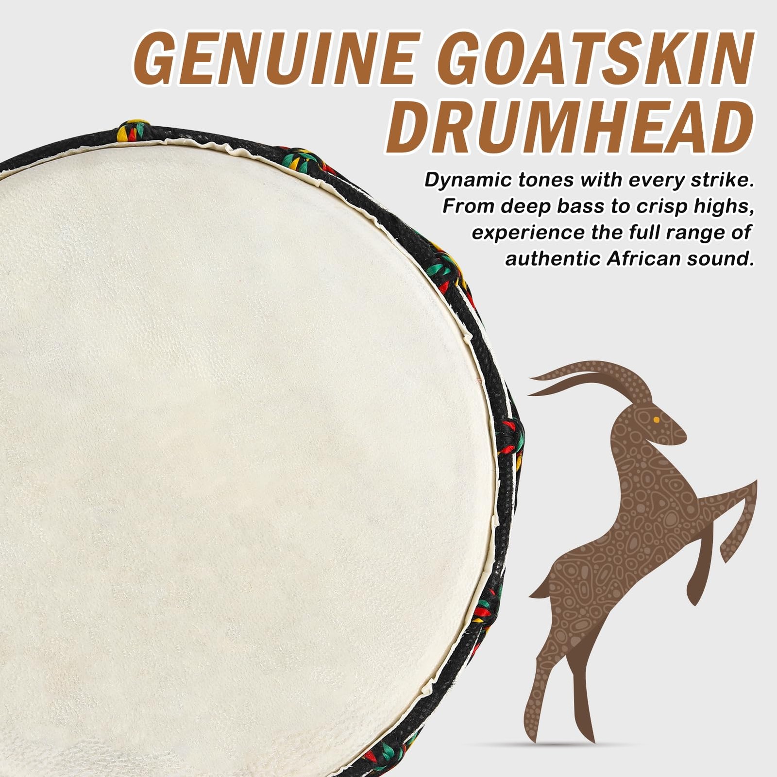 GOGHOST 6 inch Mahogany Djembe Drum