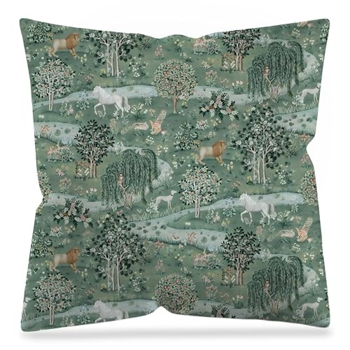 Vintage Enchanted Forest Green Pillow Covers 18x18 Double-Sided, Vintage Green