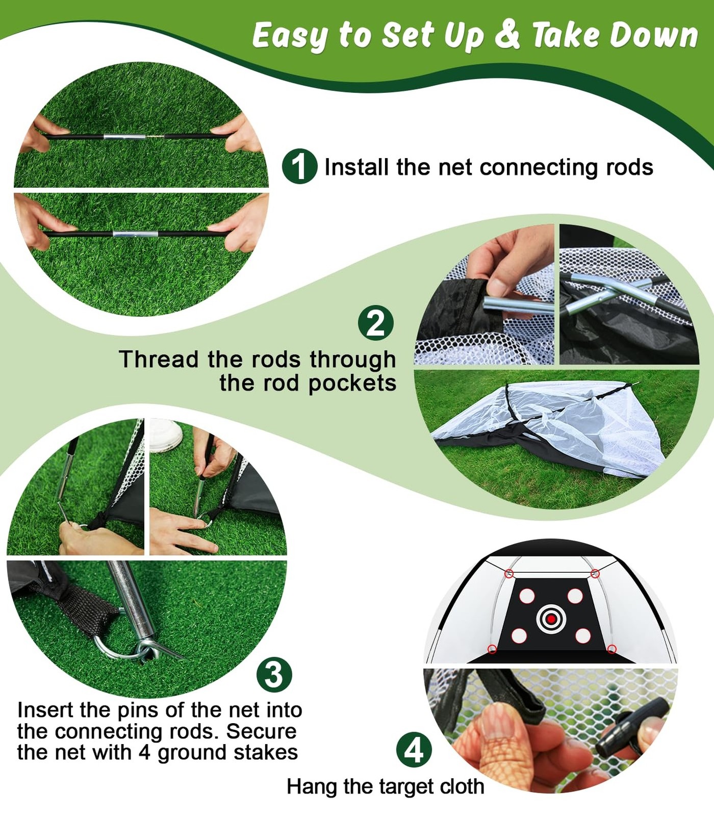 Golf Net: 10x7ft Golf Practice Net for Backyard Chipping Driving with Dual-Tu...