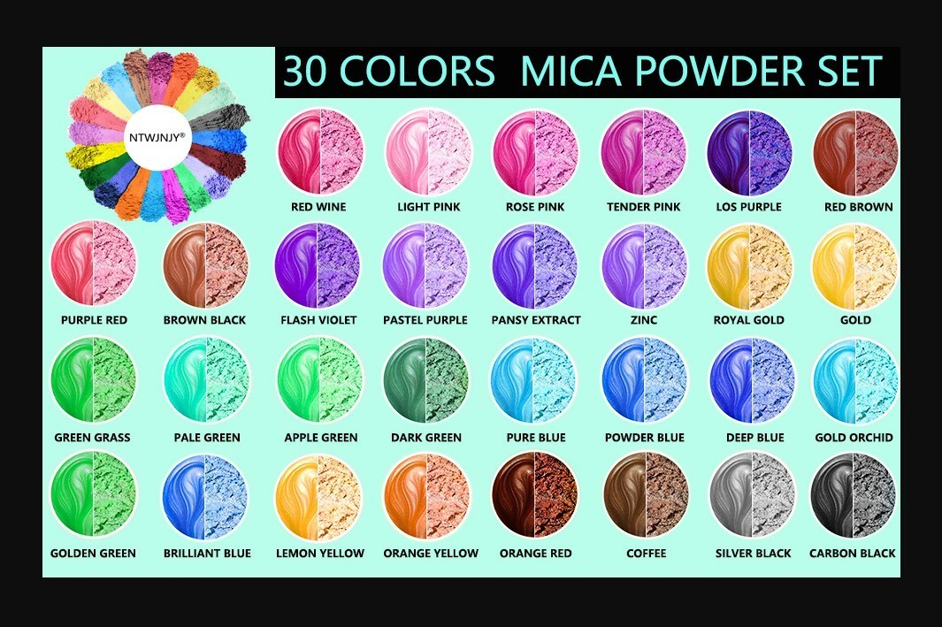 30 Colors Natural Mica Powder Pigment Lot Epoxy UV Resin Art Soap Making Slime