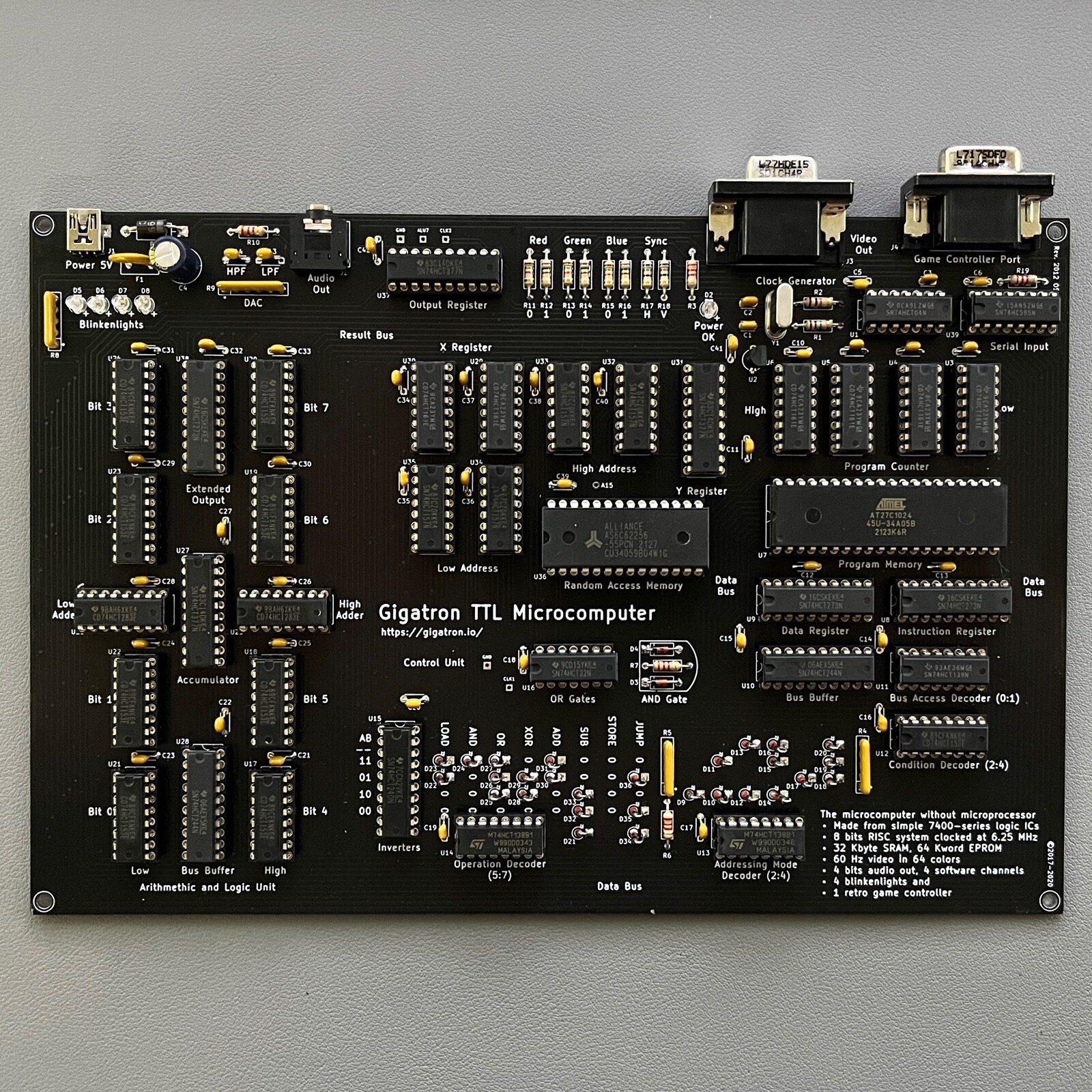 Fully Assembled Gigatron 8 Bit TTL Micro Computer with Pluggy McPlugface Adapter