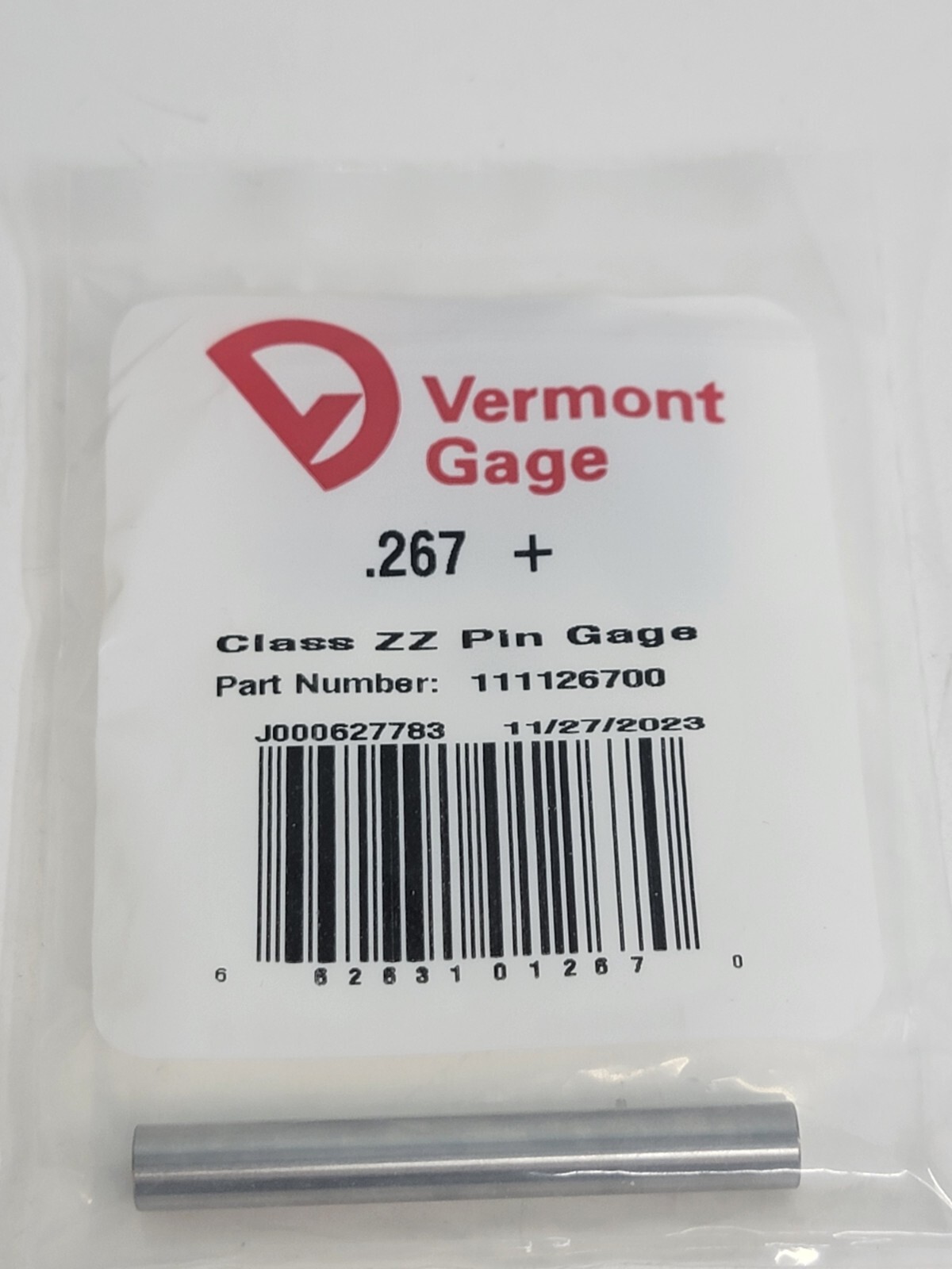 Vermont Gage - 111126700 - .267+ Class ZZ Pin Gage