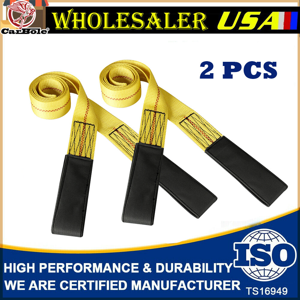 2x Lifting Slings Heavy Duty Webbing 6' x 2" FLAT Nylon Web Sling Lift Tow Strap