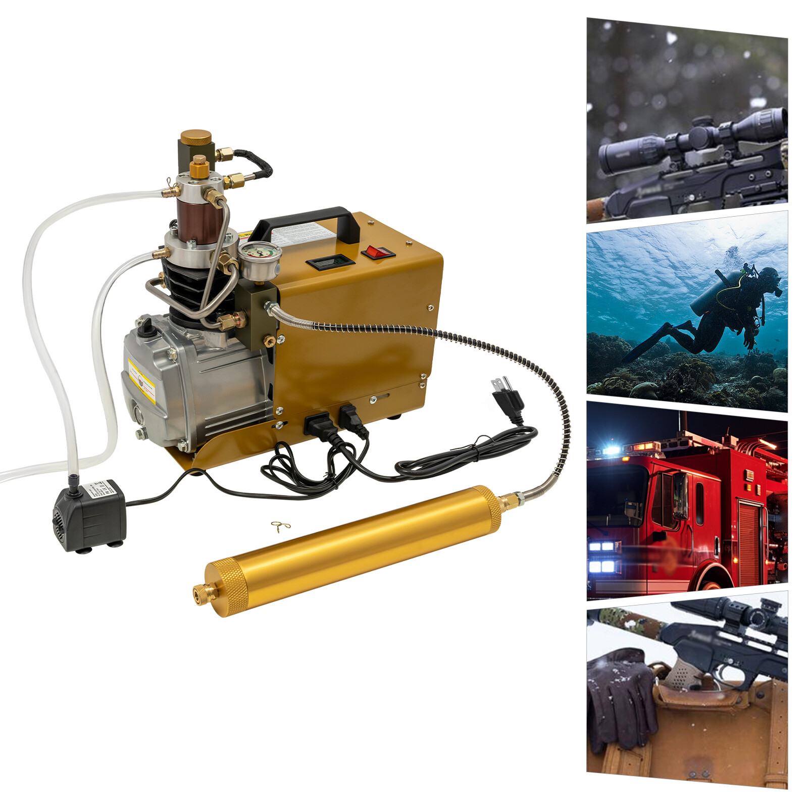 110V 1.8KW 13.4*7.1*13.4" Copper& Steel Yellow High Pressure Air Compressor Pump