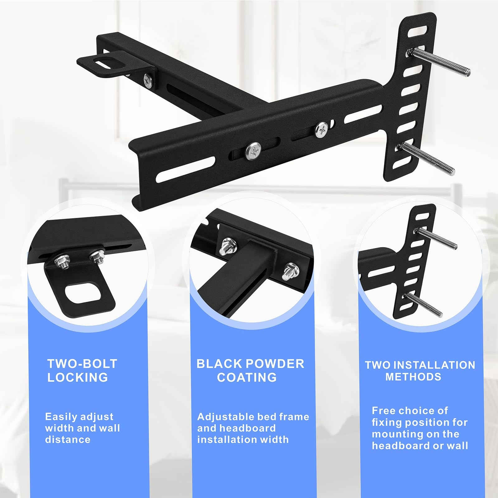 Adjustable Headboard Brackets,Universal Headboard Bracket Kit for Metal Bed F...