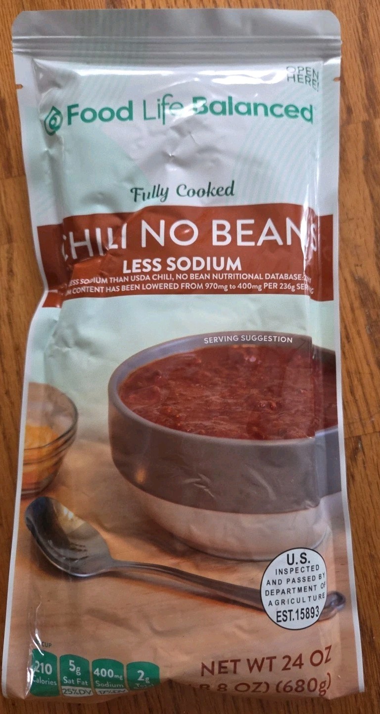 1 Pouch Food Life Balanced Chili NO Beans 24 Oz Ea BB 12/20/27.