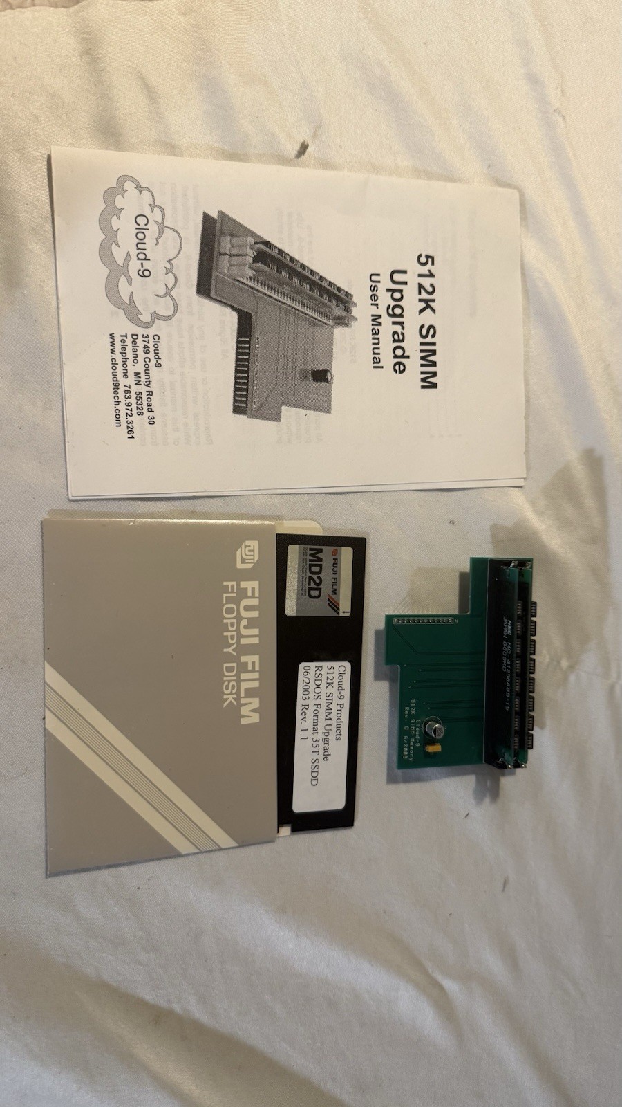 Tandy Coco Cloud 9 RAM SIMM Upgrade 512k W/ Disk See Pics