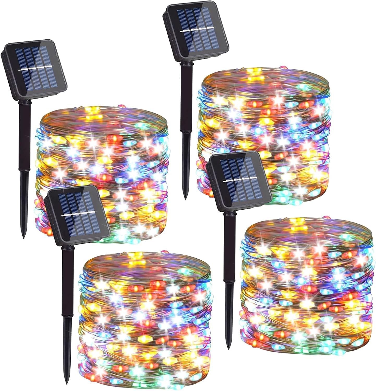 2 Pack Total 200 LED 66FT Solar Powered Copper Wire String Lights Outdoor
